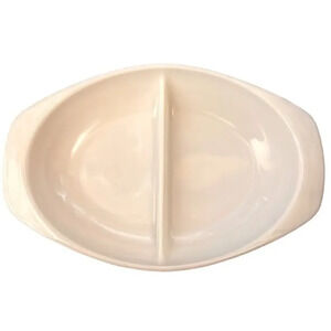 Vintage 1960s Pyrex 1063 1 1/2‎ Quart Oval White Divided Casserole Serving Dish
